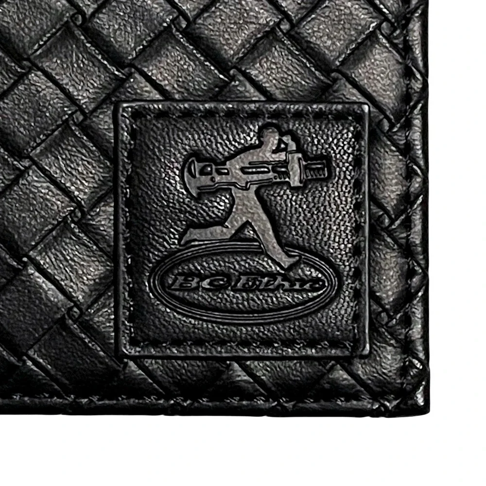BC Ethic Mens Bifold Wallet Black Faux Leather ID Window Logo Patch NWOT